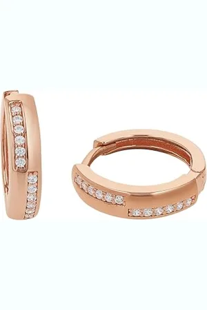 Amor Creolen 925 Sterling Silber Damen Ohrschmuck, mit Zirkonia synth., 1,5 cm, Roséfarben, Kommt in Schmuck Geschenk Box, 2022065