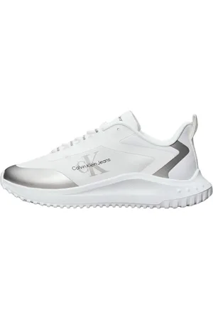 Calvin Klein Damen Runner Sneaker Eva Low Lace Mix Sportlich, Weiß (Bright White/Silver), 38