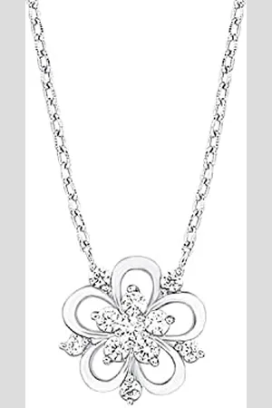 Amor Kette mit Anhänger 925 Sterling Damen Halsschmuck, mit Zirkonia synth., 42+3 cm, , Blume, Kommt in Schmuck Geschenk Box, 2012824