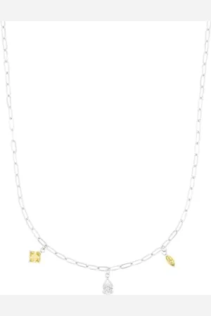 Amor Kette mit Anhänger 925 Sterling Damen Halsschmuck, mit Glas, 42+3 cm, Grau, Kommt in Schmuck Geschenk Box, 2039275