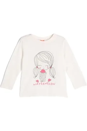 Koton Babygirl T-Shirt Long Sleeve Crew Neck Little Girl Printed Detail Cotton
