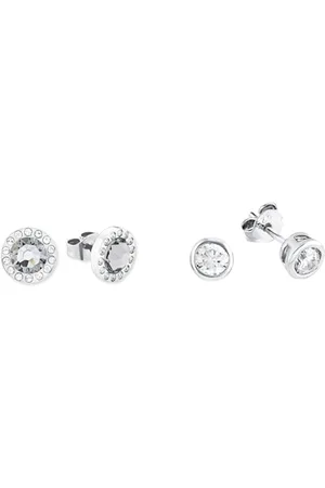QS by s.Oliver Ohrstecker Edelstahl Damen Ohrschmuck, mit Kristall, 1 cm & Ohrstecker 925 Sterling Damen Ohrschmuck, mit Zirkonia synth., 0,6 cm, , Kommt in Schmuck Geschenk Box, 9079094