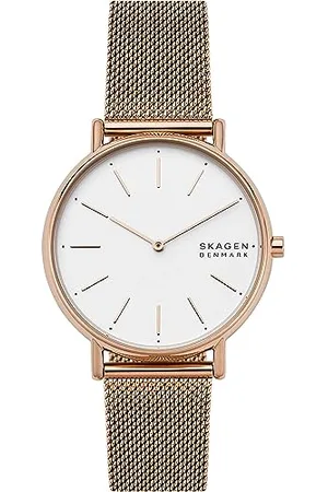 Skagen Damenuhr Signatur, Zweizeiger Uhrwerk, 38mm Rose Gold Edelstahlgehäuse mit Edelstahl Mesh Armband, SKW2784