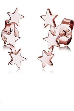 Elli Ohrringe Damen Sterne im Astro Look in 925 Sterling Silber Rosé vergoldet