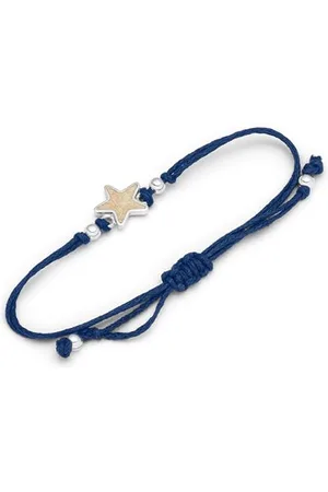 DUR Armband Ahoi Sandseestern, Elastik für Damen mit 925 Sterling Silber in der Farbe und Sandfarben mit, Längenverstellbar, A1881