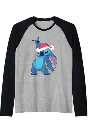 Disney Lilo & Stitch Christmas Santa Hat Stitch Portrait Raglan