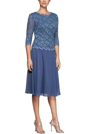 ALEX Damen Pailletten, Tee-Länge (zierlich und normal) Kleid für besondere Anlässe, , 36