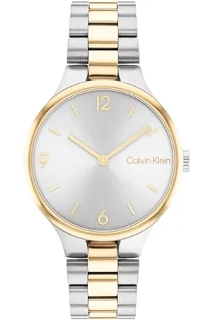 Calvin Klein Analog Quarzuhr für Damen Kollektion Linked Bracelet 32MM mit Zweifarbiges Edelstahlarmband - 25200132