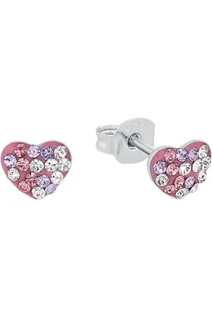 Prinzessin Lillifee Kinder-Ohrstecker Herzen 925 Silber rhodiniert Kristall mehrfarbig - 2013168, /Lila, onesize