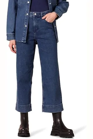 Amazon Damen Knöchellange Jeans mit normaler Passform, hohem Bund und weitem Bein, , 42
