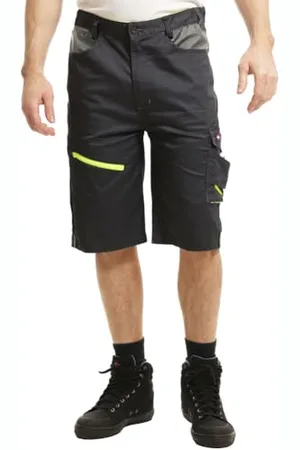 Lee Herren Workwear Mens Reflective Hi Vis Detail Multi Pocket Work Cargo Arbeits-Shorts, Schwarz/Grau, 32W