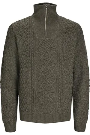 JACK & JONES Male Strickjacke mit Viertelreißverschluss Einfarbig Strickjacke mit Viertelreißverschluss