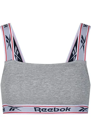 Reebok BH Damen Top mit dicken Marken-Trägern, Stretch-Baumwolle, Bauchfreies Sporttop mit abnehmbaren Pads Oberteil, , M