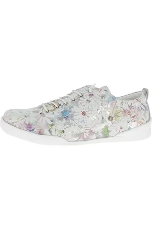 Andrea Conti Damen Sneaker Leder florales Muster Schnürung 0349034, Größe:41 EU, Farbe: