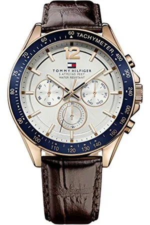 Tommy Hilfiger Multi Zifferblatt Quarz Uhr für Herren mit Braunes Lederarmband - 1791118