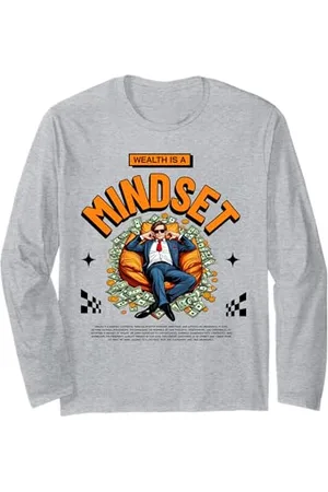 Mugambo Streetwear Fashion Design for Gift Ideas Wealth is a Mindset | Reiches Mann Geschenk für Jugendliche, Männer und Frauen Langarmshirt