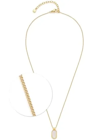 Leonardo Halskette Ciao Tally • kurze Panzer-Kette aus goldfarbenem Edelstahl • beweglicher, ovaler Perlmutt-Anhänger • 42-47 cm Länge • Schmuck Geschenk für Frauen • 024978