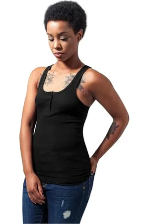 Urban classics Damen Tank Top Ladies Button Tanktop, Tank Top mit Raserback und Knopfleiste