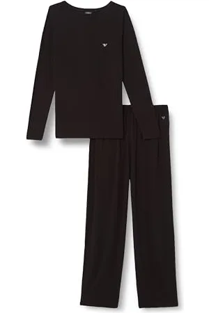 Emporio Armani Damen Fluid Viscose Long Pajamas Pyjama-Set, , XL