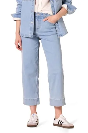 Amazon Damen Knöchellange Jeans mit normaler Passform, hohem Bund und weitem Bein, , 42