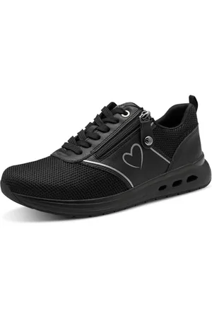 Marco Tozzi Damen Sneaker flach mit Reißverschluss Sportlich, Schwarz , 39 EU