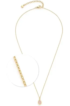 Leonardo Halskette Ciao Rosy • kurze Spiegelanker-Kette aus goldfarbenem Edelstahl • tropfenförmiger Anhänger in zartem rose • 42-47 cm Länge • Schmuck Geschenk für Frauen • 024971