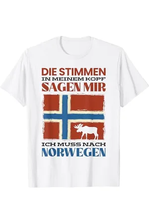 witzige und lustige Sprüche Norwegen Geschenke Spruch Flagge Nordkap Elch Die Stimmen In T-Shirt