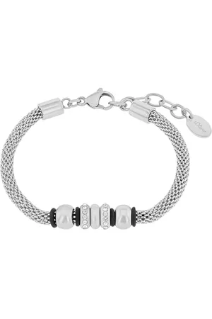 QS by s.Oliver Armband für Damen mit Kristallen von Swarovski, Edelstahl, Länge: 18-21 cm