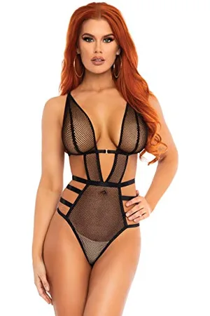 Leg Avenue Net cut out g-string teddy - Groesse: S - Farbe: Black