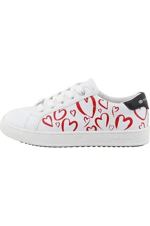 TOM TAILOR 9570080011 Sneaker, White-red-Navy, 35 EU