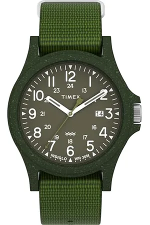 Timex Trend Herren-Armbanduhr, 40 mm, grünes, umweltfreundliches, einlagiges Armband, grünes Zifferblatt, grünes Gehäuse TW2V96000