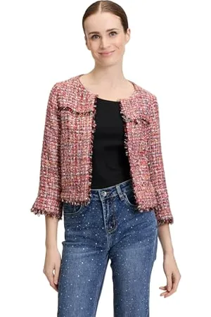Cartoon Damen Tweedblazer mit Fransen Rosé/Pink,40