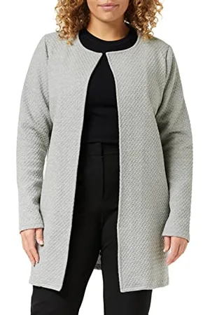VILA Clothes Damen Blazer VINAJA New Long Jacket - NOOS 14038000, Einfarbig, Gr. 40 (Herstellergröße: L), Grau