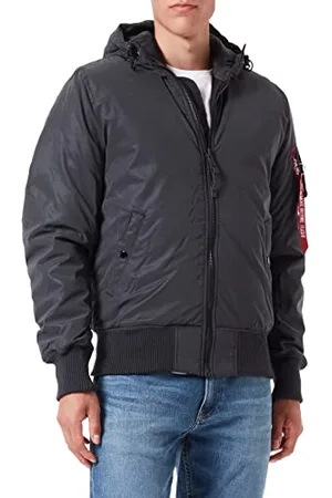 Alpha Industries Herren MA-1 Hooded Reflective Bomberjacke, Black, S