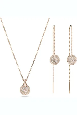 Swarovski Sublima Set, Rosé Vergoldete Halskette und Ohrringe mit Strahlenden Kristallen