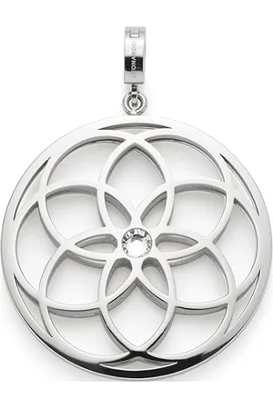 Leonardo Anhänger Clip & Mix Flowery • Ketten-Anhänger aus silberfarbenem Edelstahl • blumenartiges Muster • Schmuck Geschenk für Frauen • 024942
