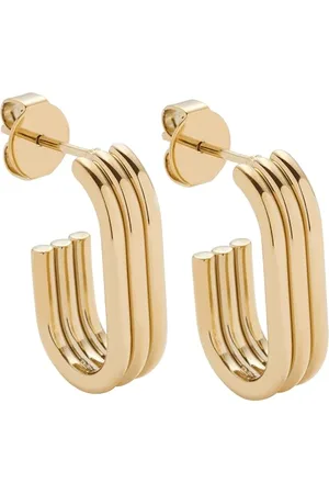 Leonardo Ohrstecker Elisabeth • 1 Paar Steck-Creolen aus goldfarbenem Edelstahl • klare Rillen-Form im Dreiviertel-Langovals • Schmuck Geschenk für Frauen • 024891