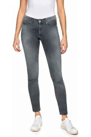 Replay Damen Jeans New Luz Skinny-Fit mit Comfort Stretch, Grau , 24W / 28L