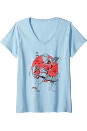Avatar Damen The Last Airbender Aang Alle Elemente T-Shirt mit V-Ausschnitt