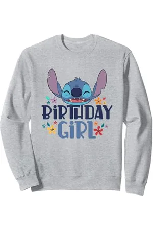 Disney Lilo & Stitch Birthday Girl Smile Stitch Floral Logo Sweatshirt