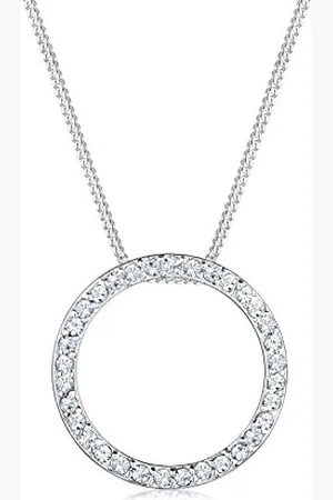 Elli Halskette Damen Kreis Anhänger Klassisch mit Kristallen in 925 Sterling