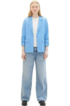 TOM TAILOR Damen Regular Fit Basic Blazer mit gerafftem Arm, , XS