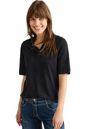 CECIL Damen B322947 Piquée Poloshirt, Black, XS