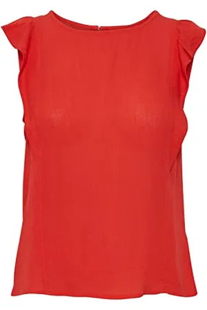 Ichi IHMARRAKECH SO TO4 Jersey Top Damen Shirt mit Rüschen an den Ärmeln, Größe:XS, Farbe: