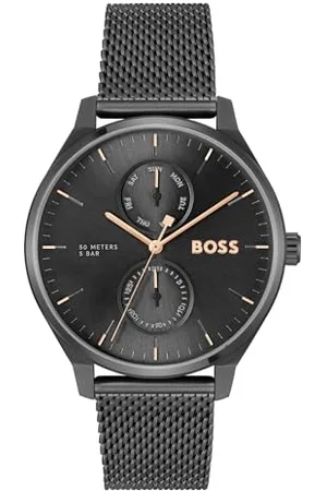 HUGO BOSS Multi Zifferblatt Quarz Uhr für Herren Kollektion Tyler mit Schwarzes Edelstahl-Mesh-Gliederarmband - 1514105