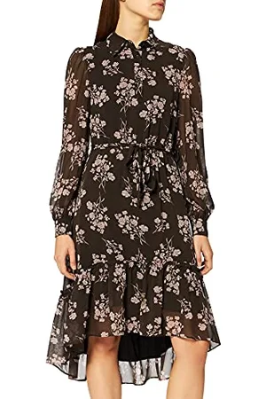 NA-KD Damen Tie Waist Midi Dress Lässiges Kleid, , 34 EU