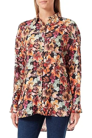 Mavi Printed Oversize Shirt; Black Watercolor Print