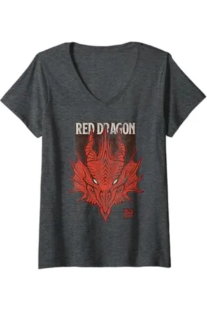 Dungeons & Dragons Damen 50th Vintage Red Dragon T-Shirt mit V-Ausschnitt