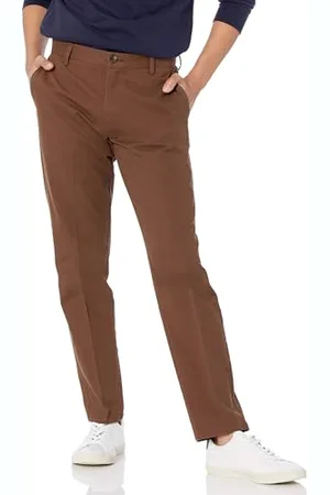 Amazon Herren Knitterfreie Flatfront-Chinohose in schmaler Passform, , 35W / 28L