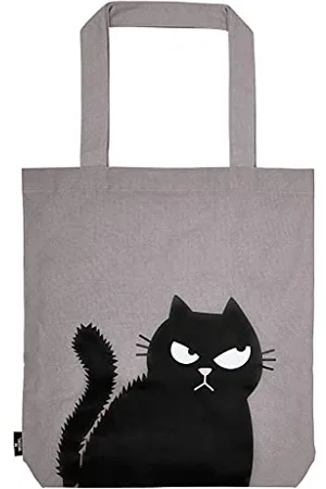 Rebecca Moses . Ed, the Cat Shopper Happy Face Tragetasche aus 100% Baumwolle Stofftasche für Einkäufe, Büro oder Uni L